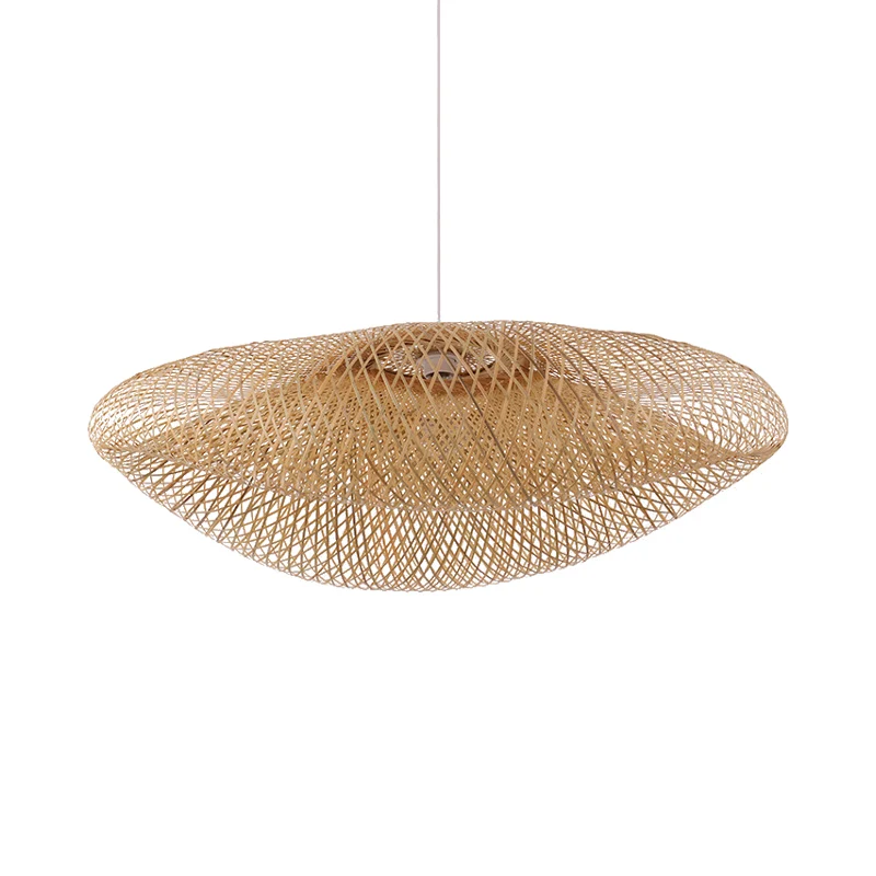 Handgemaakte hangverlichting Traditioneel bamboe 1-lamps houten hangende plafondlamp Clearhalo