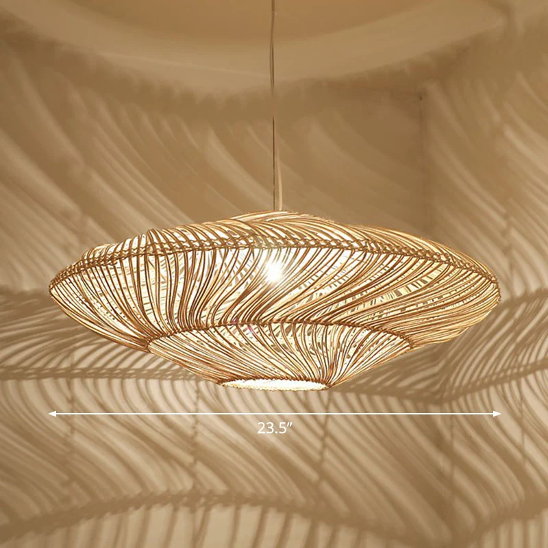 Handgemaakte ophangverlichting Minimalistische rotan 1��Head Restaurant hangende plafondlamp hout Clearhalo