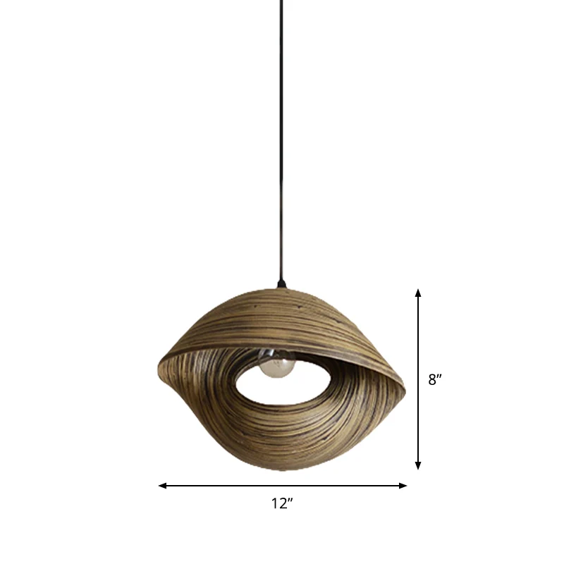 Handgeweven hanglampset modern bamboe rotan 1 lamp bruin plafondophangarmatuur Clearhalo