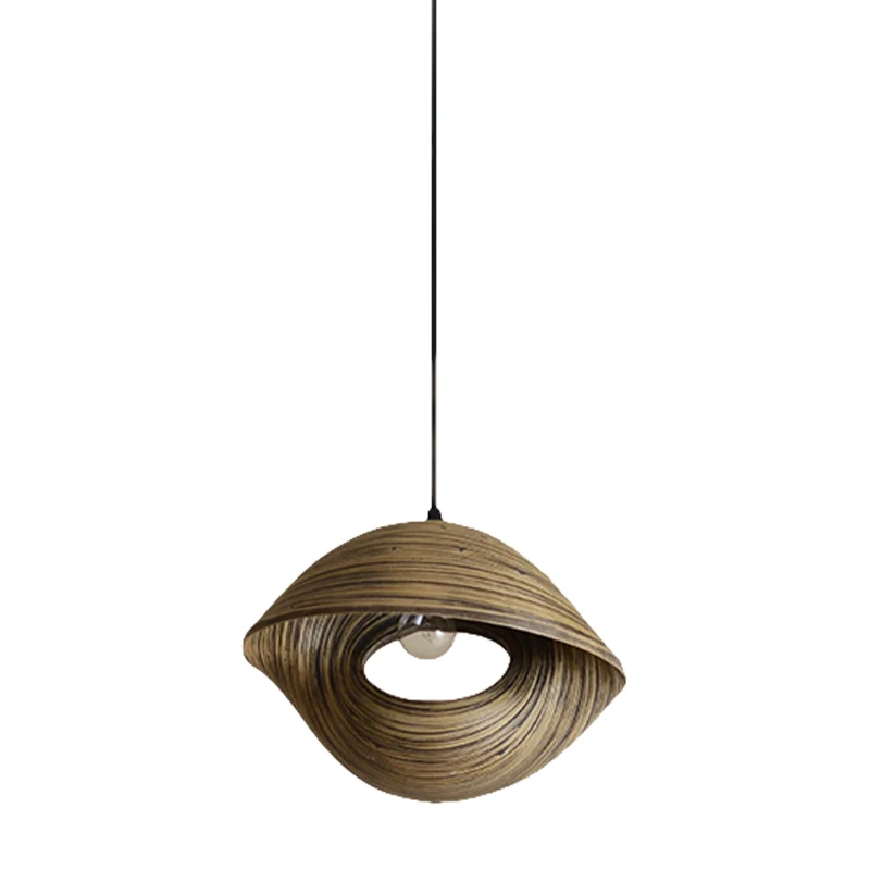 Handgeweven hanglampset modern bamboe rotan 1 lamp bruin plafondophangarmatuur Clearhalo