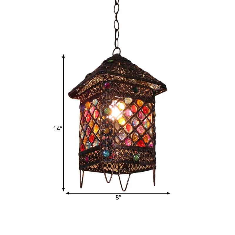 Hangende hanglamp Bohemian House, metalen hanglamp met 1 lamp brons voor eetkamer Clearhalo