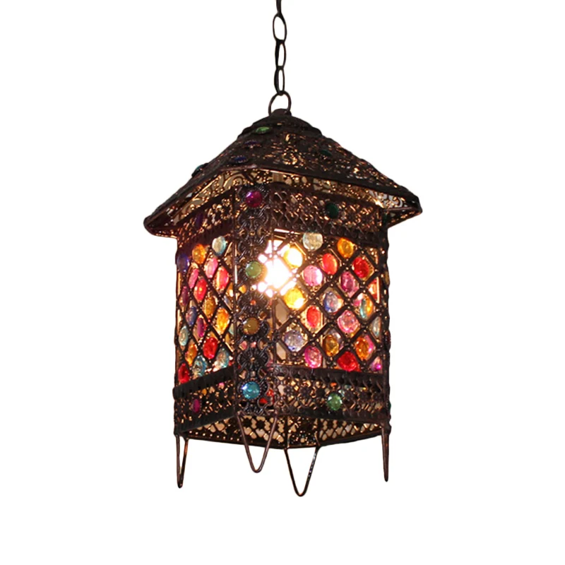 Hangende hanglamp Bohemian House, metalen hanglamp met 1 lamp brons voor eetkamer Clearhalo