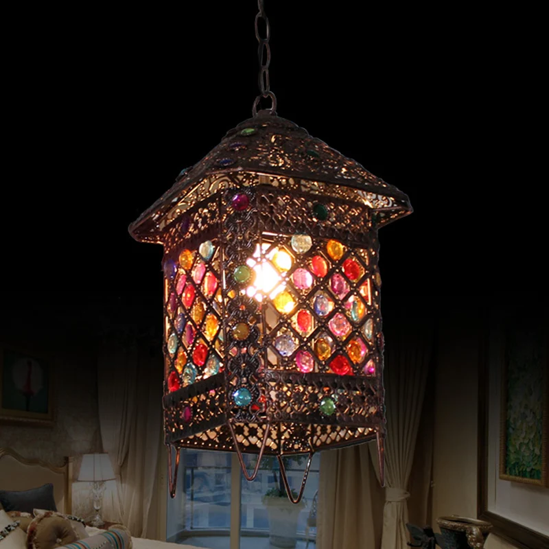 Hangende hanglamp Bohemian House, metalen hanglamp met 1 lamp brons voor eetkamer Clearhalo