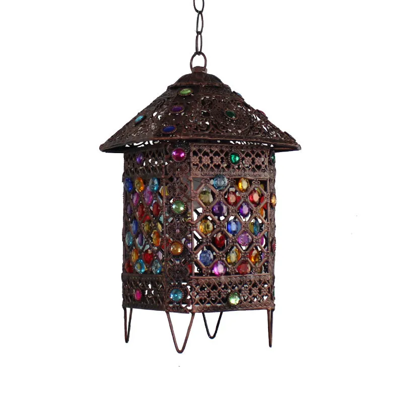 Hangende hanglamp Bohemian House, metalen hanglamp met 1 lamp brons voor eetkamer Clearhalo