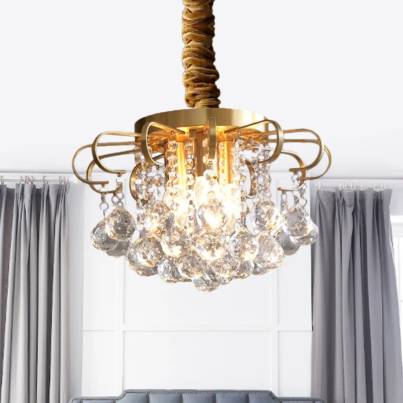 Hangende kroonluchter met 3/5 lampen, traditionele bloemengefacetteerde kristallen bol, hangende hanglamp goud, 14"/18" br...