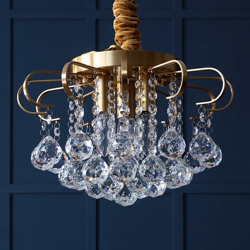 Hangende kroonluchter met 3/5 lampen, traditionele bloemengefacetteerde kristallen bol, hangende hanglamp goud, 14"/18" br...