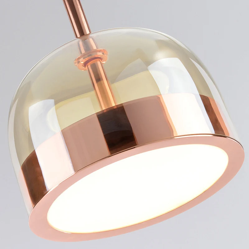 Hangende plafondlamp met helder glazen koepel, postmoderne koperen hanglampset met 1 kop Clearhalo