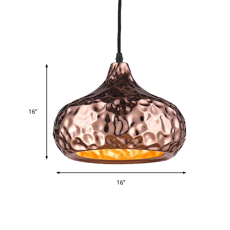 Hangende plafondlamp met kom, metalen kap, klassieke eetkamer, hangende verlichting rosé goud, 10"/16" breed Clearhalo