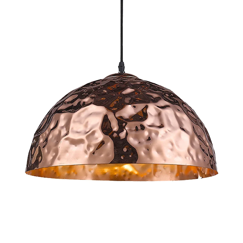 Hangende plafondlamp met kom, metalen kap, klassieke eetkamer, hangende verlichting rosé goud, 10"/16" breed Clearhalo