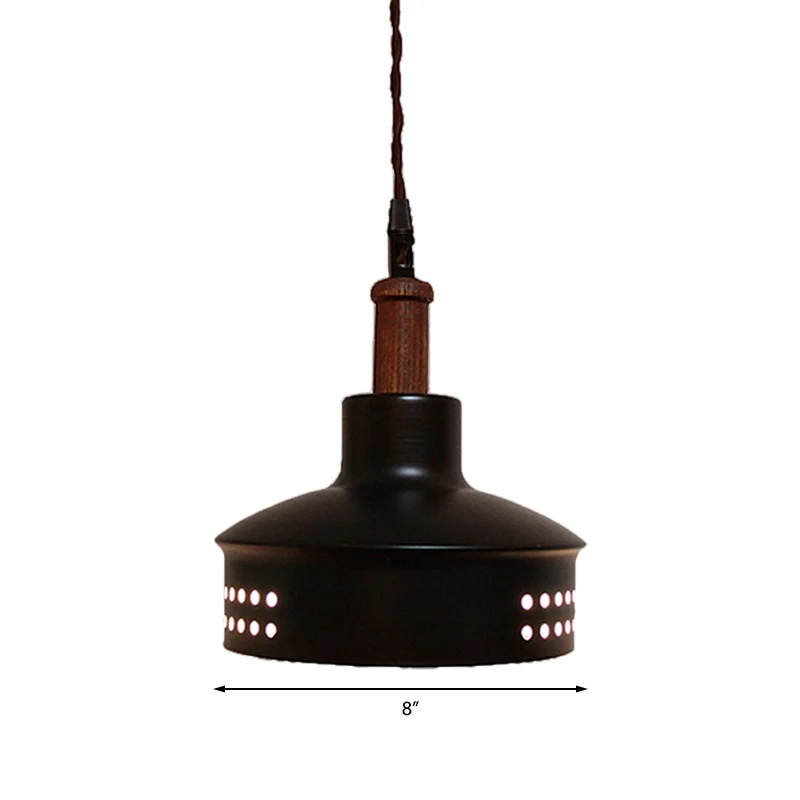Hangende plafondlamp met 1 lamp en schuurschaduw Metallic modernistische traphanglamp zwart Clearhalo
