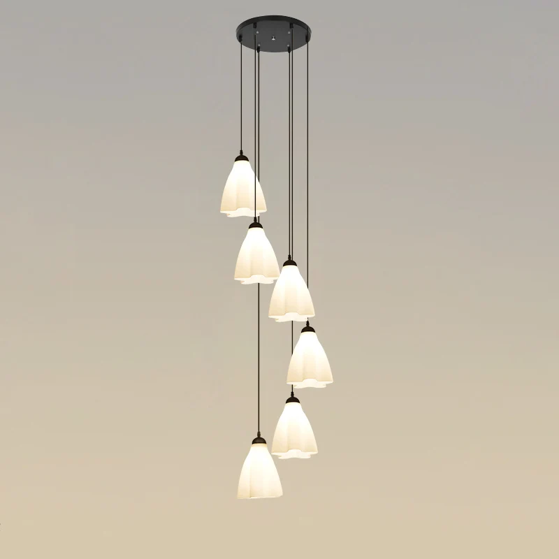 Hanger van witte glazen gegolfde cluster, Eenvoud, zwarte druppelhanger met wervelontwerp Clearhalo