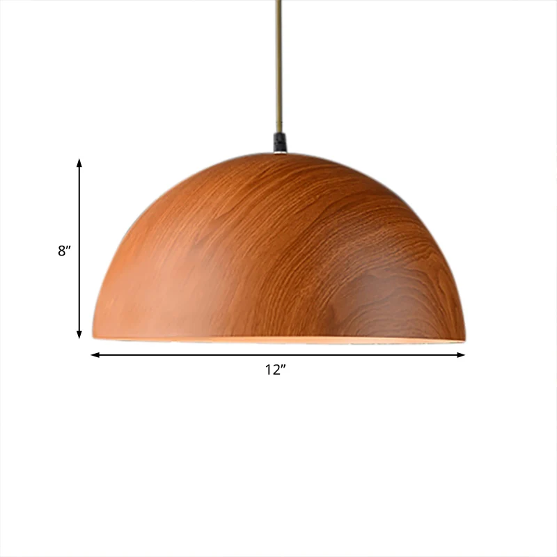 Hanglamp met aluminium koepel, eigentijdse hanglamp met 1 kop en houten ontwerp donkerbruin/lichtbruin Clearhalo