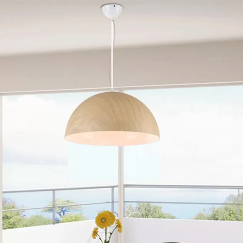 Hanglamp met aluminium koepel, eigentijdse hanglamp met 1 kop en houten ontwerp donkerbruin/lichtbruin Clearhalo