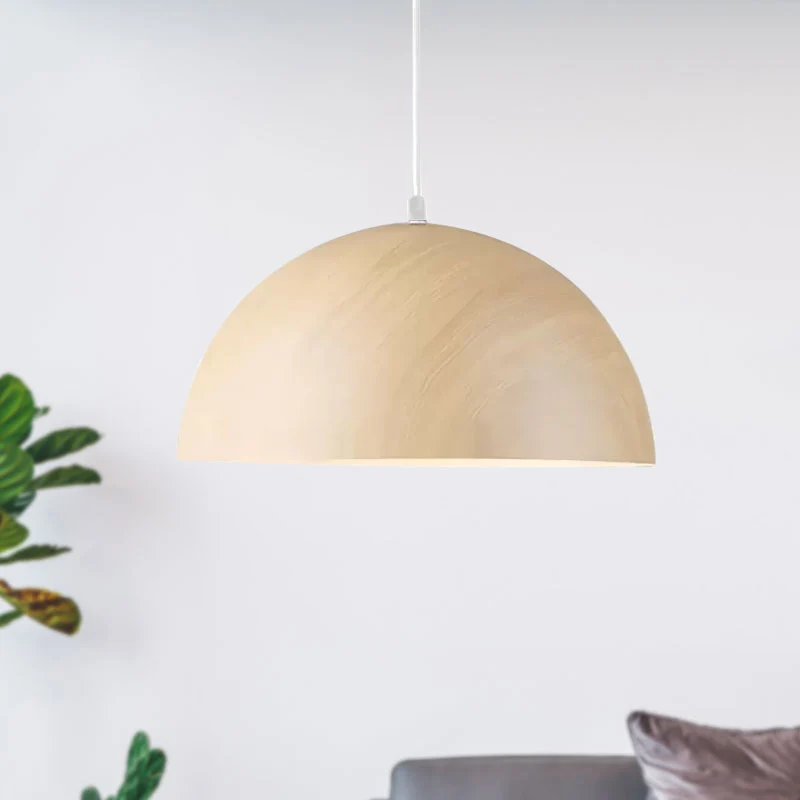 Hanglamp met aluminium koepel, eigentijdse hanglamp met 1 kop en houten ontwerp donkerbruin/lichtbruin Clearhalo