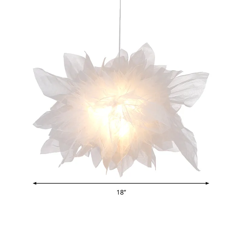 1 hanglamp met bloementhema, moderne mooie stoffen hanglamp wit voor slaapkamer Clearhalo