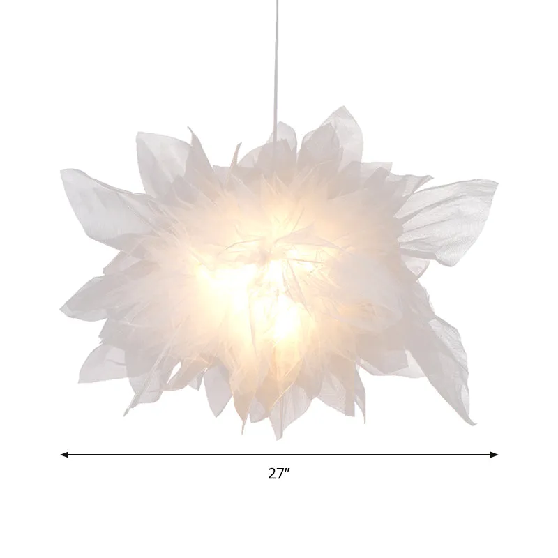 1 hanglamp met bloementhema, moderne mooie stoffen hanglamp wit voor slaapkamer Clearhalo