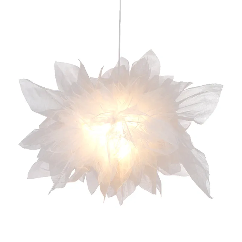 1 hanglamp met bloementhema, moderne mooie stoffen hanglamp wit voor slaapkamer Clearhalo