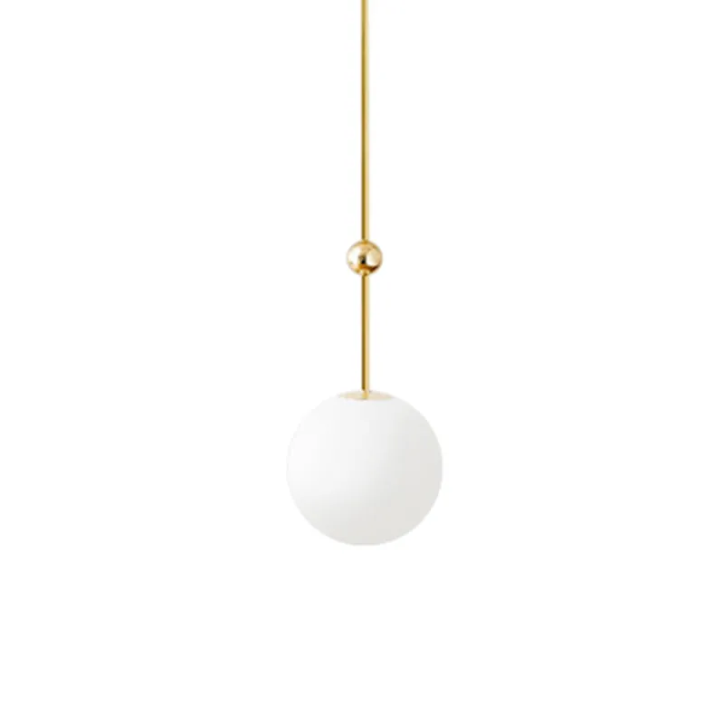 Hanglamp met 1 hoofdslaapkamer Eenvoudige gouden LED-hangende hanger met bolmelkglazen kap, 39"/47" H Clearhalo