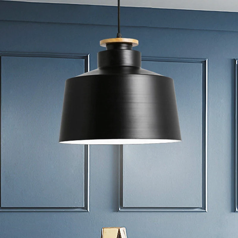 Hanglamp met 1 kop, schuur/cilinder/taps, moderne stijl, zwart/witte afwerking, hangend plafondlamp van metaal met verstel...