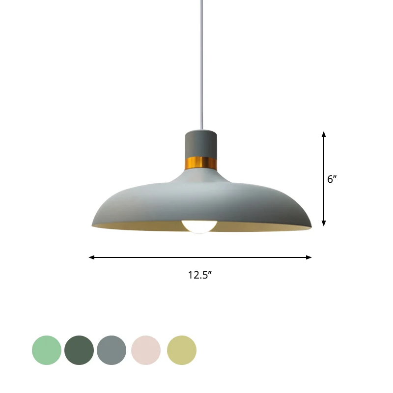 Hanglamp met 1 lamp en schuurscherm Aluminium Macaron-stijl restaurantplafondlamp grijs/blauw Clearhalo