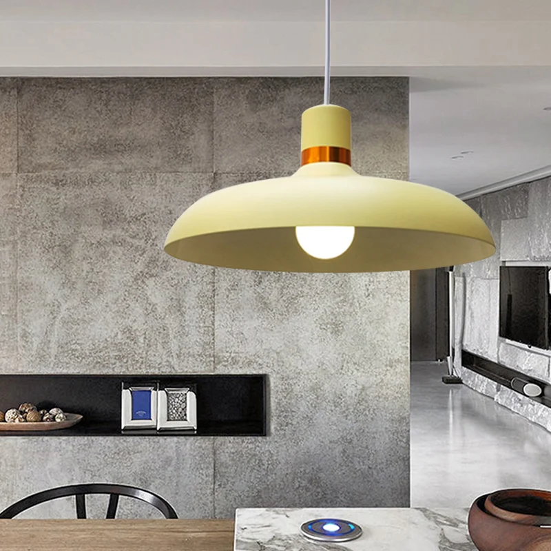 Hanglamp met 1 lamp en schuurscherm Aluminium Macaron-stijl restaurantplafondlamp grijs/blauw Clearhalo