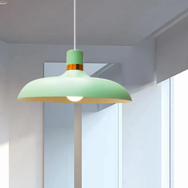 Hanglamp met 1 lamp en schuurscherm Aluminium Macaron-stijl restaurantplafondlamp grijs/blauw Clearhalo