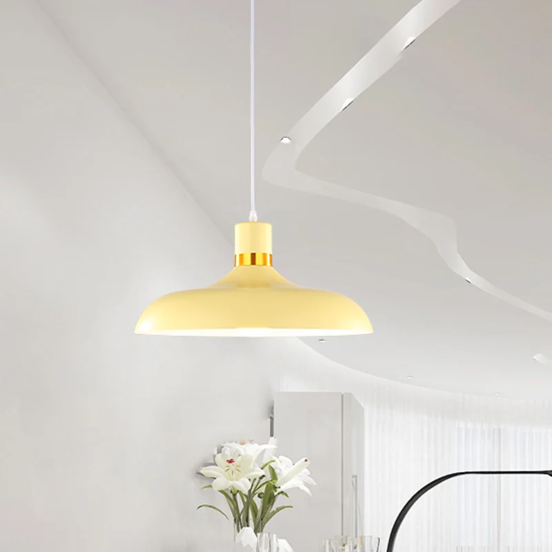 Hanglamp met 1 lamp en schuurscherm Aluminium Macaron-stijl restaurantplafondlamp grijs/blauw Clearhalo