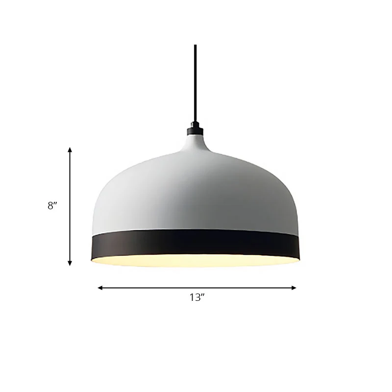Hanglamp met metalen koepel, 1 lichte, moderne, eenvoudige hanglamp zwart en wit Clearhalo