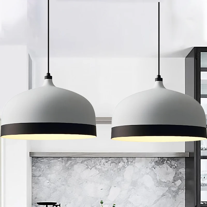 Hanglamp met metalen koepel, 1 lichte, moderne, eenvoudige hanglamp zwart en wit Clearhalo
