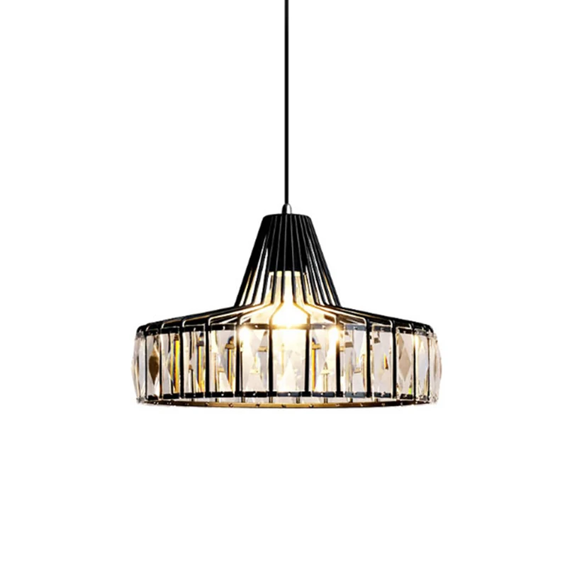 Hanglamp met zwart metalen frame, moderne kristallen plafondhanglamp voor eetkamer Clearhalo