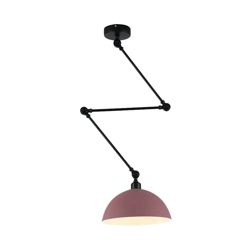 Hanglamp met zwenkarm, ophanging, Macaron-ijzer, enkele eettafel, hanglamp met groen/rode komschaduw Clearhalo