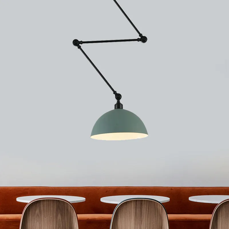 Hanglamp met zwenkarm, ophanging, Macaron-ijzer, enkele eettafel, hanglamp met groen/rode komschaduw Clearhalo