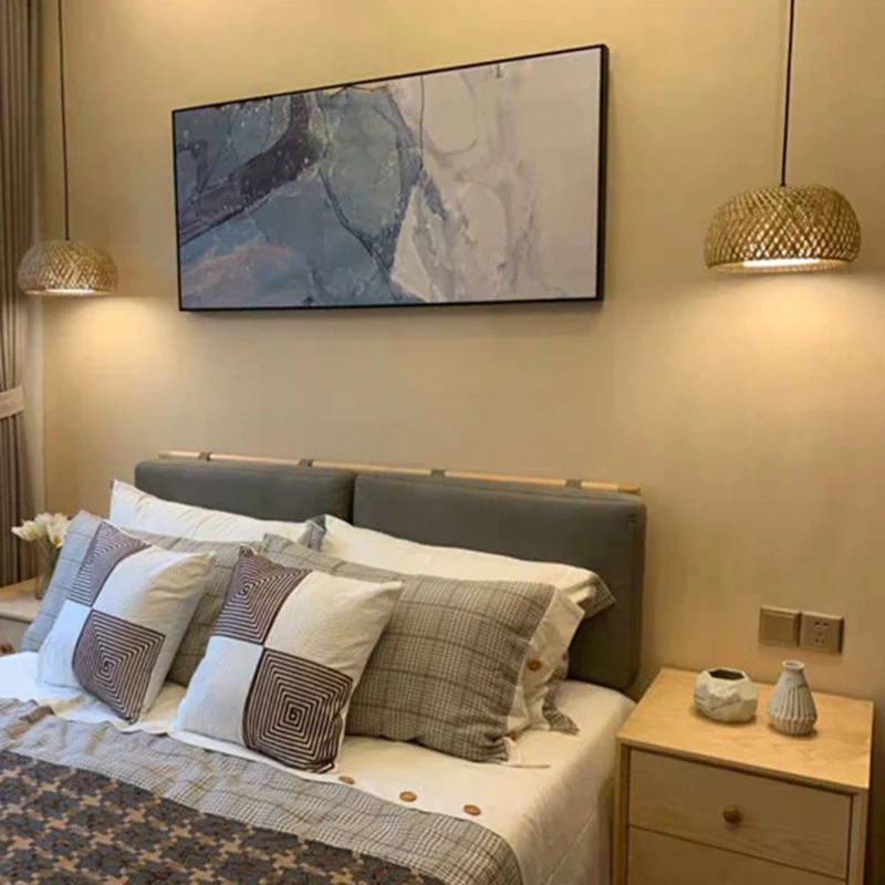 Hanglamp van Aziatisch hout met 1 lamp en ronde bamboe kap Clearhalo