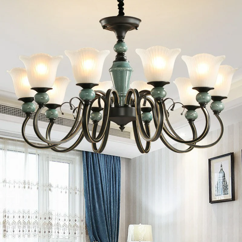 Hanglamp van opaalglas met bloemmotief, vintage woonkamer hanglamp groen Clearhalo