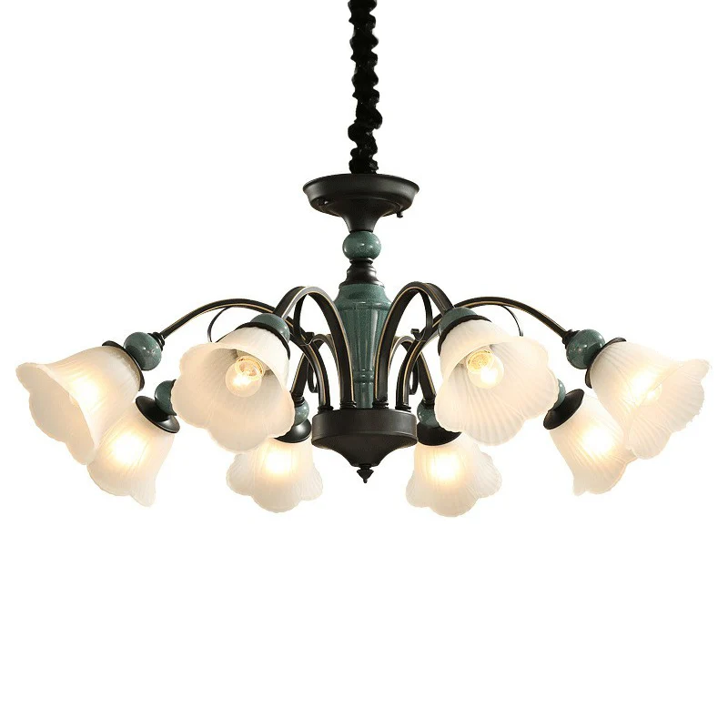Hanglamp van opaalglas met bloemmotief, vintage woonkamer hanglamp groen Clearhalo