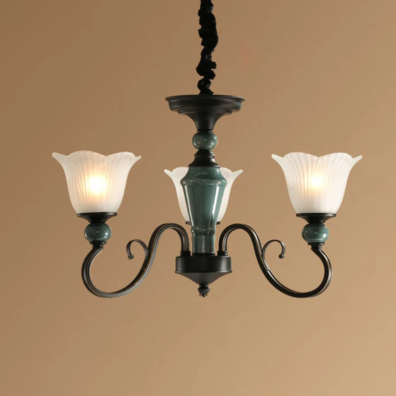 Hanglamp van opaalglas met bloemmotief, vintage woonkamer hanglamp groen Clearhalo