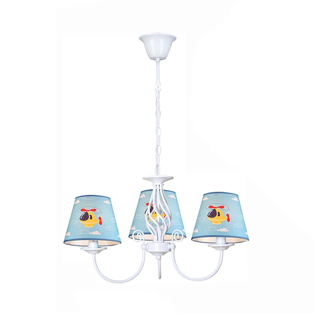 Hanglamp voor de kleuterschool de slaapkamer met vliegtuigstof en metalen cartoon lichtblauwe hanglampen Clearhalo