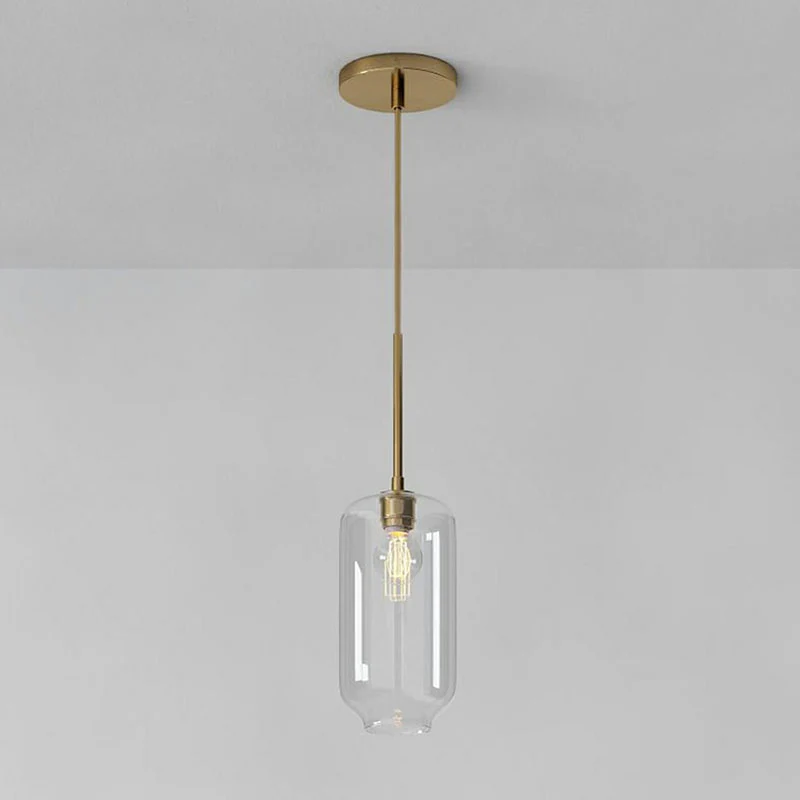 Hanglamp de vorm van een helder glas, Eenvoud, 1 lamp, hanglamp met gouden afwerking Clearhalo