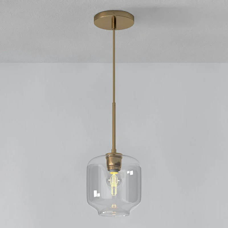 Hanglamp de vorm van een helder glas, Eenvoud, 1 lamp, hanglamp met gouden afwerking Clearhalo