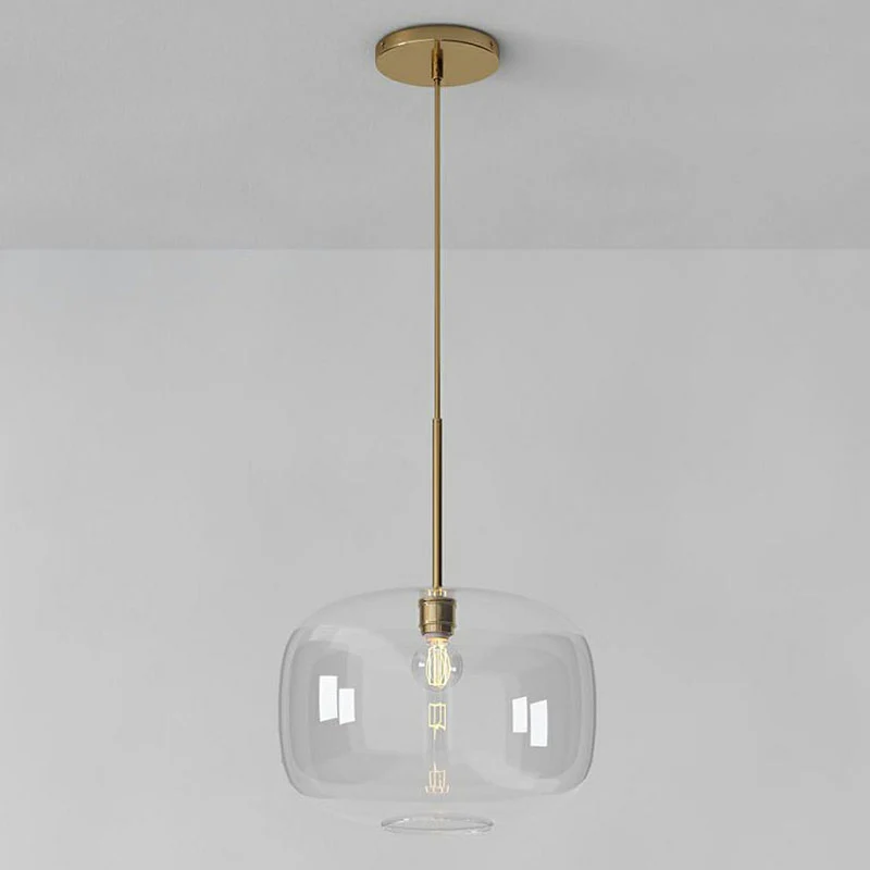 Hanglamp de vorm van een helder glas, Eenvoud, 1 lamp, hanglamp met gouden afwerking Clearhalo
