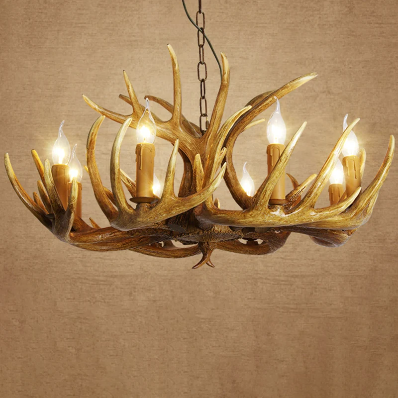 Hars gewei vormige ophanging verlichting rustieke woonkamer kroonluchter lichtarmatuur Clearhalo