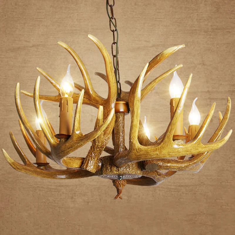 Hars gewei vormige ophanging verlichting rustieke woonkamer kroonluchter lichtarmatuur Clearhalo