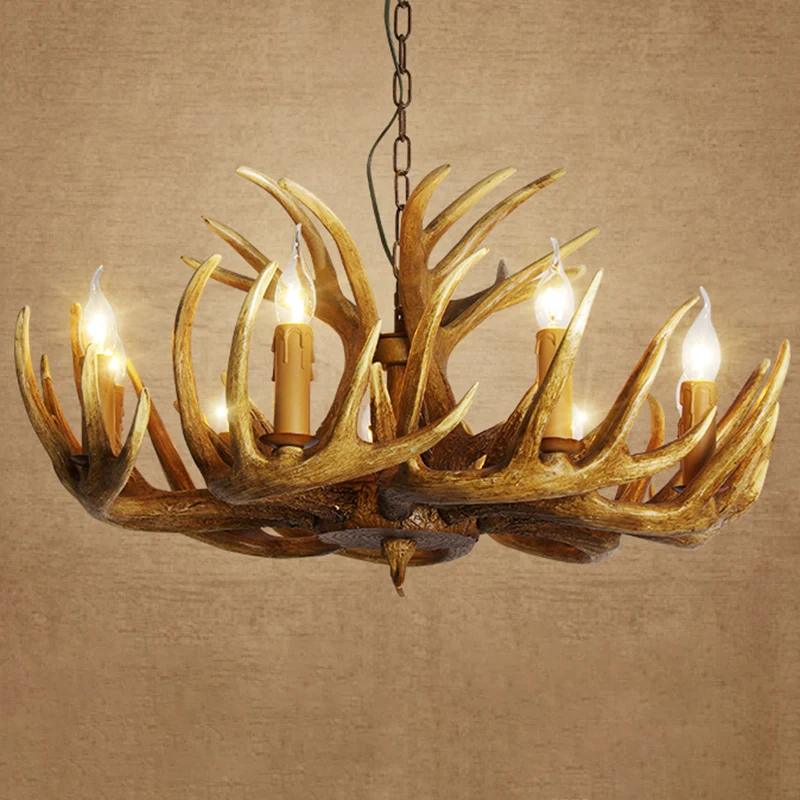 Hars gewei vormige ophanging verlichting rustieke woonkamer kroonluchter lichtarmatuur Clearhalo