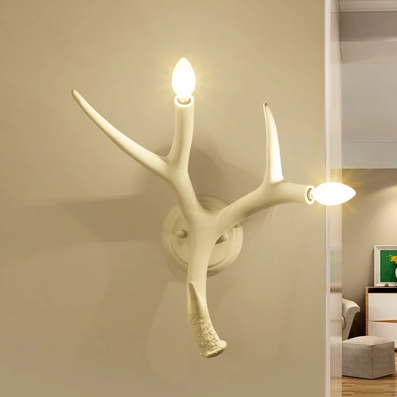 Hars gewei vormige wandkandelaar eigentijdse stijl 2 lampen witte wandverlichting voor restaurant Clearhalo