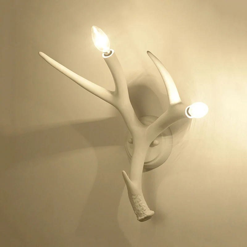 Hars gewei vormige wandkandelaar eigentijdse stijl 2 lampen witte wandverlichting voor restaurant Clearhalo