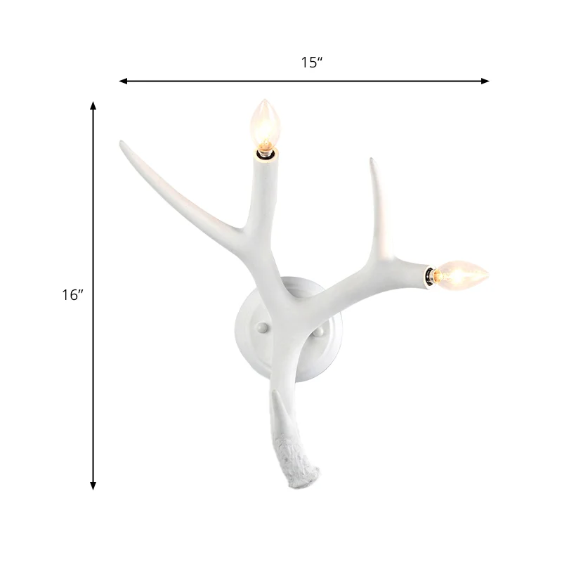 Hars gewei vormige wandkandelaar eigentijdse stijl 2 lampen witte wandverlichting voor restaurant Clearhalo