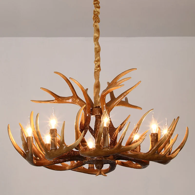 Hars hertenhoornvormige hanglamp Traditionele restaurantkroonluchterverlichting Clearhalo