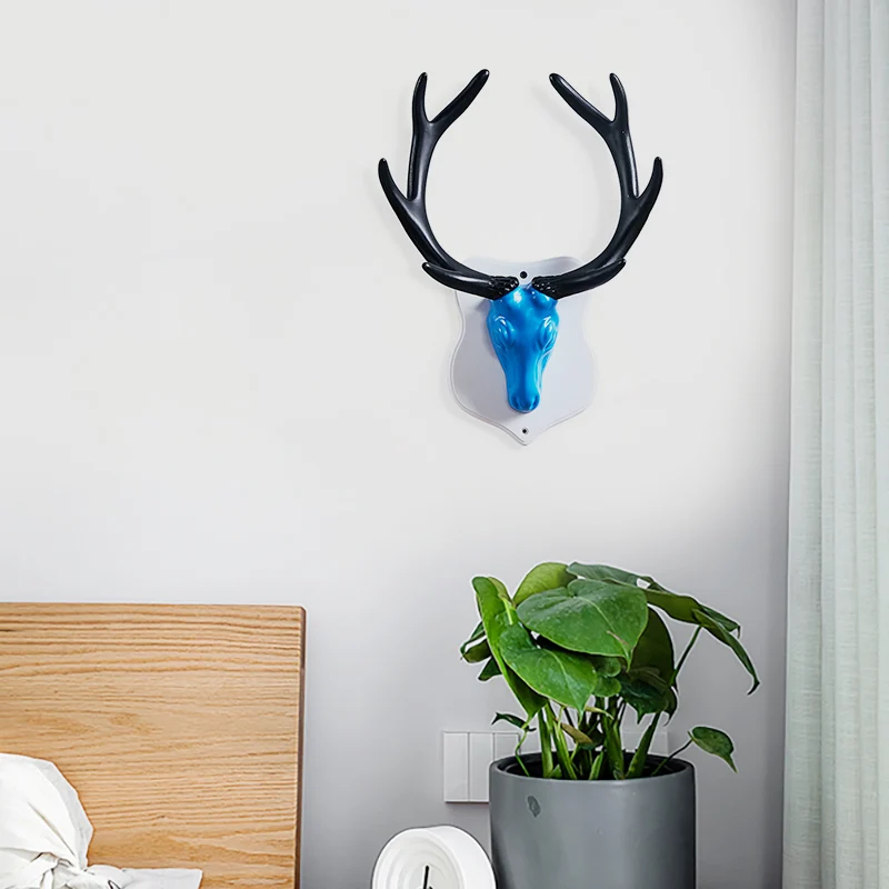 Hars wit/blauw schanslamp herten LED rustieke wandgemonteerde verlichting zwart/wit voor woonkamer Clearhalo