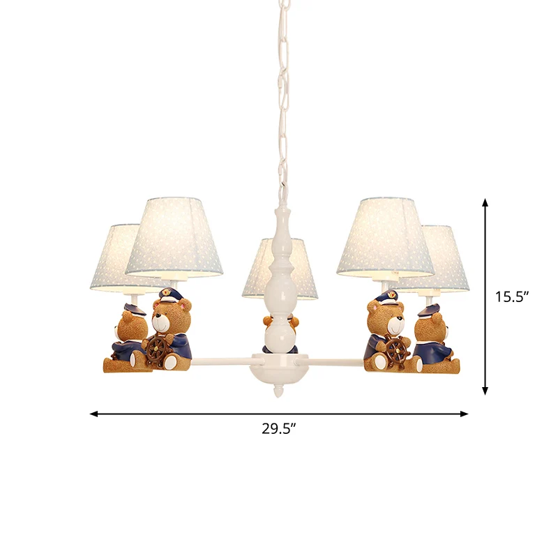 Harsbeer plafondverlichting Cartoon witte kroonluchterlamp met stoffen kap met patroon Clearhalo