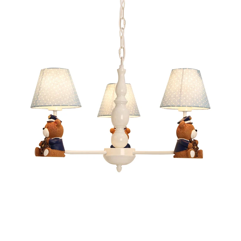 Harsbeer plafondverlichting Cartoon witte kroonluchterlamp met stoffen kap met patroon Clearhalo